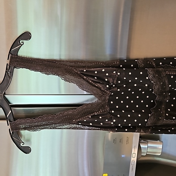 INTIMATELY FREE PEOPLE Bad For You Slip Dress ~ Black Polka Dot Print Lace L NWT - Picture 12 of 16